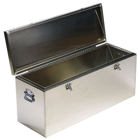 large hinged metal boxes|steel boxes with hinged lids.